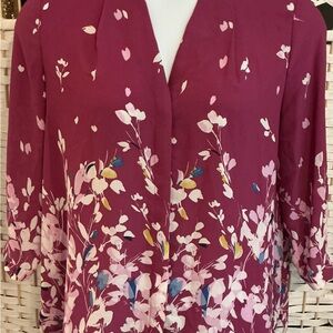 Investments Floral Burgundy Women's Top